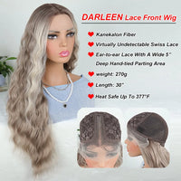 Julianna Lace Front Wig Highlight Ombre Colored Natural Hairline Heat Resistant Body Loose Deep Wave Synthetic Lace Frontal Wig