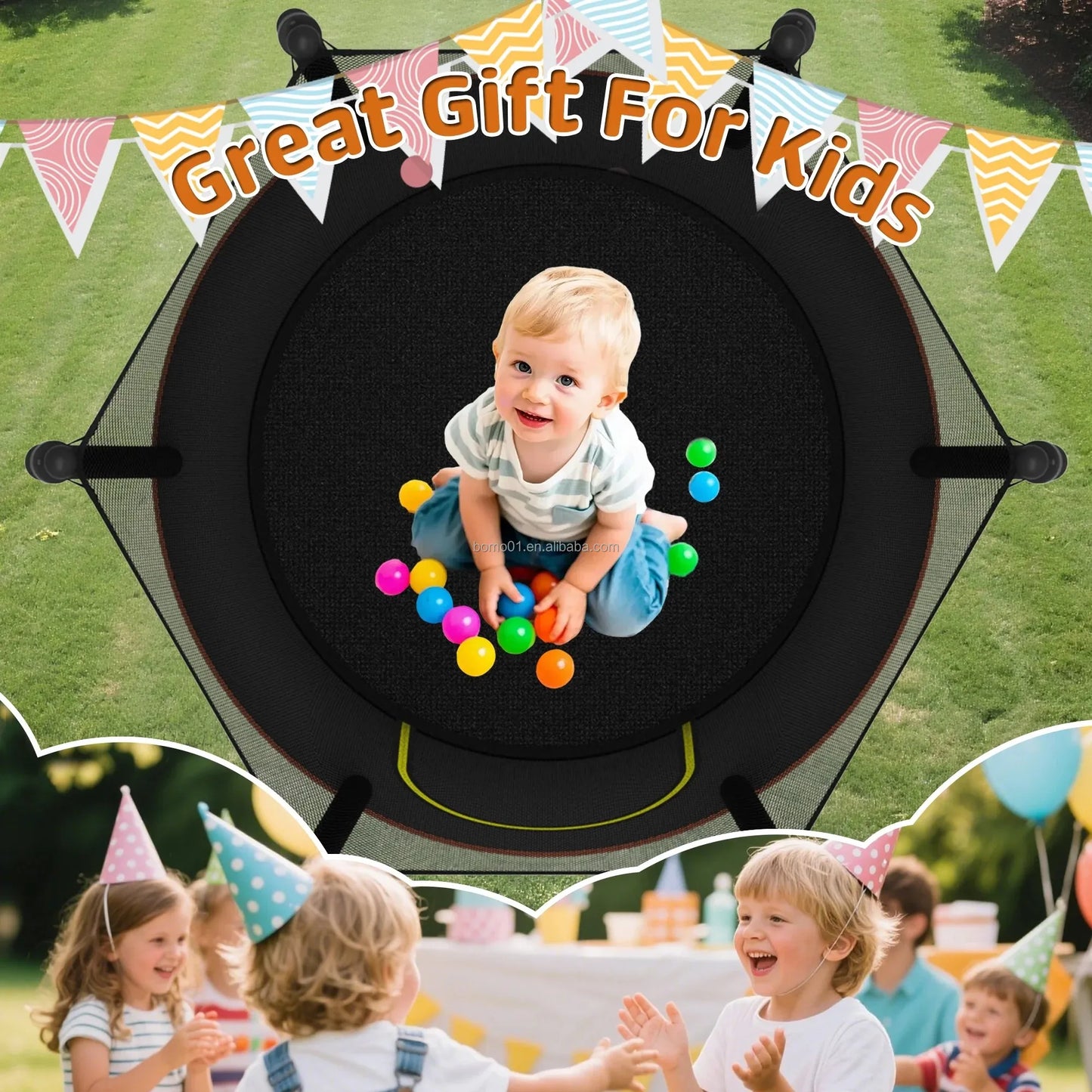 Zoshine Children Mini Trampoline  60inch Sports Fitness with Enclosure Net  and Safety Pad Designed for Safe Fun Toys for Kids