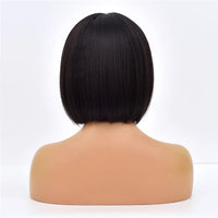 Ainizi 12'' Short bob Black Machine Made Elegant Fashion Synthetic Hair Wigs With Bangs for Women