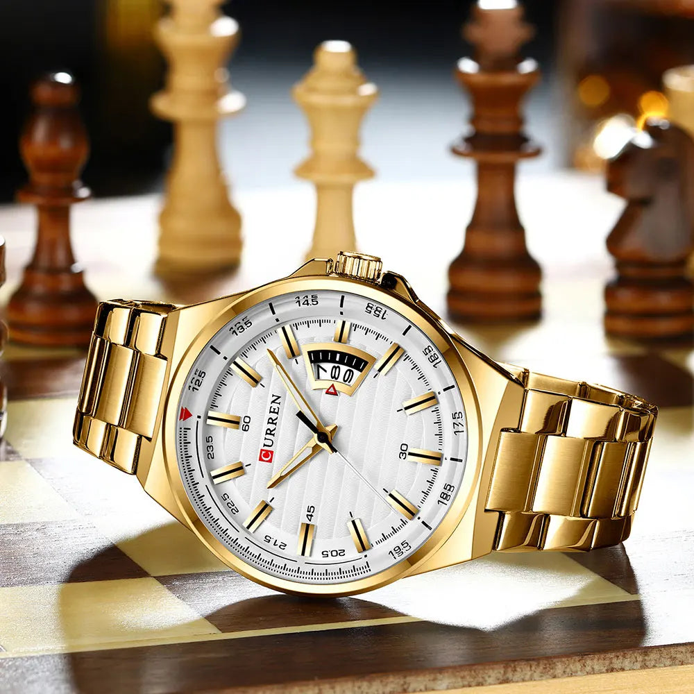 CURREN  Man Brand Luxury Watch Stainless Steel Band Quartz Wristwatch Auto Date Clock Male with box