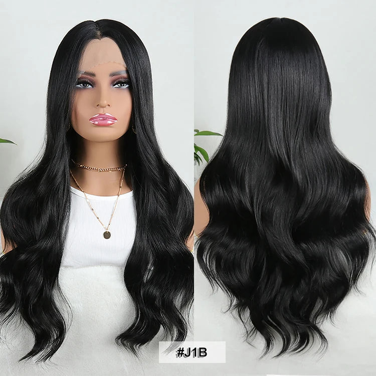 Julianna Lace Front Wig Highlight Ombre Colored Natural Hairline Heat Resistant Body Loose Deep Wave Synthetic Lace Frontal Wig