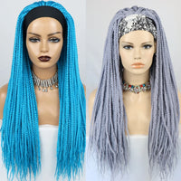 Long Headband Synthetic Braided Wigs With Curly Faux Locs Crochet Braiding Hair Dreadlocks Wrap Wigs for Black Women