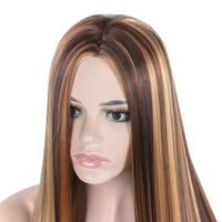 Factory Price Long Straight Ombre Highlight Piano Color Synthetic Wig Vendor Black Women Heat Resistant Wig for Black Women