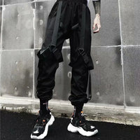 Joggers Cargo Pants for Men Casual Hip Hop Hit Color Pocket Male Trousers Sweatpants Streetwear Ribbons Techwear Pants