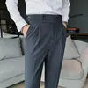 Napoli Men's Korean Version Slim-fit Autumn Retro High-waisted Business Solid Color Straight-leg Casual Men's Long Suit Pants