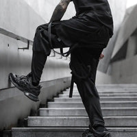 2021 Mens casual ribbons techwear cargo pants with many pockets man harajuku vintage punk harem pants hip hop trousers