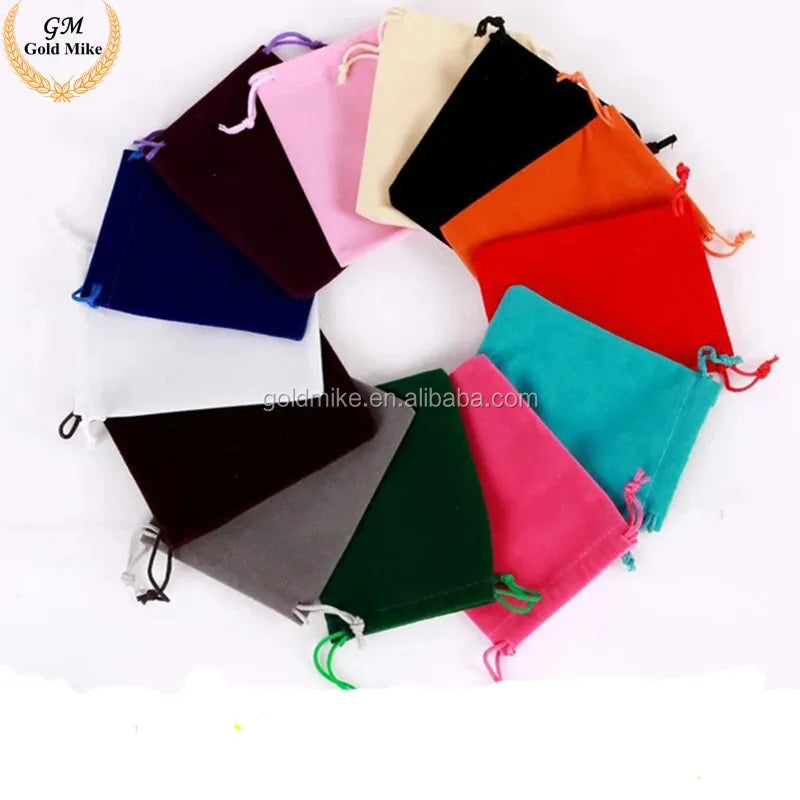 Luxury Super Soft Microfiber Velvet Pouch Shoes Hair Wigs Jewelry Customized Logo Print Recyclable Drawstring Closure Gift