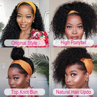 Headband Wig Human Hair Kinky Curly MYLOCKME No Glue Full Machine Made Brazilian Remy Human Hair Wigs For Women 180% Density
