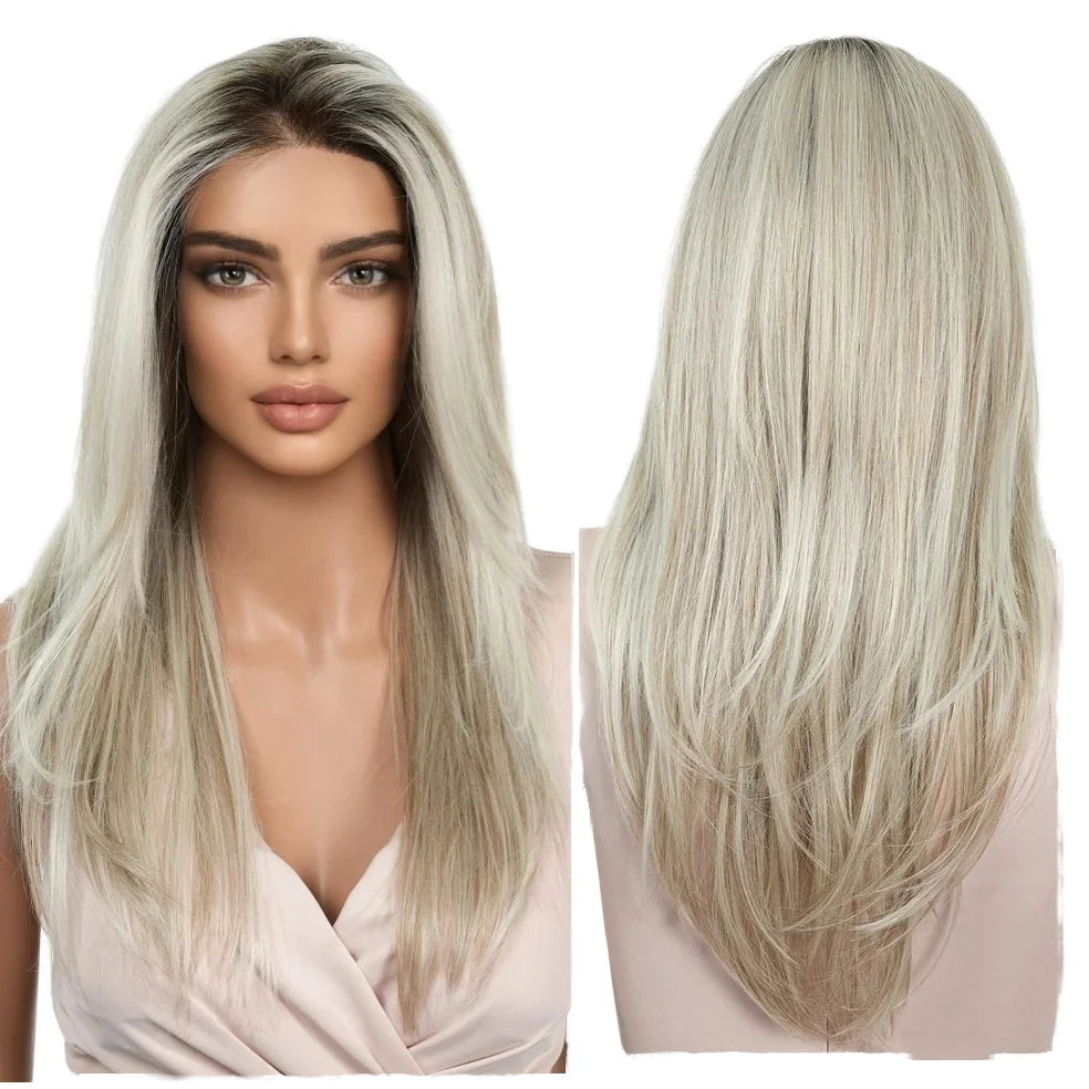 Wholesale Mix Blonde Pink Futura Synthetic Lace Front Wig 24 Inch  No Lace Heat Resistant Fiber Futura Hair Wig for Women