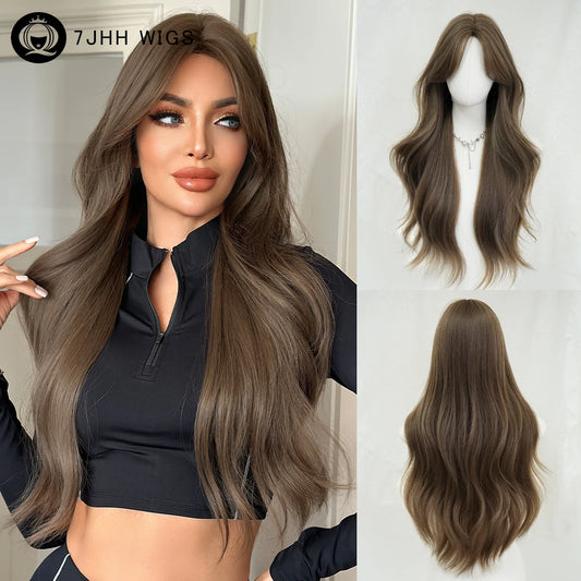 30 Inch Extra Long Brown Curly Middle Parted Synthetic Matte Hair Wig for Women Heat Resistant   Temu Hot Sale