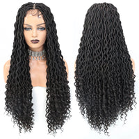 Braided Lace Front Wigs for Black Women 26inch Goddess Wavy Locs Crochet Braid Hair Soft Faux Locs Dreadlocks Synthetic Lace Wig