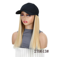Women  Natural Looking Hat Wigs Short Straight 18inch Bob Hair Wig With Baseball Hat Heat Resistant Hair With Adjustable Hat