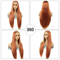 Wholesale High Temperature Fiber 30 Inches Long Straight Lace Wigs for Women Chocolate Brown Synthetic Lace Front Wigs