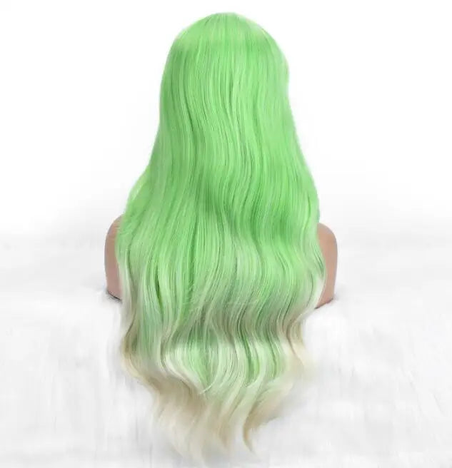 Wholesale Machine Made 28 Inch Long Natural Wave High Temperature Synthetic Hair Wigs 150% Density Unique Color Bangs Wig