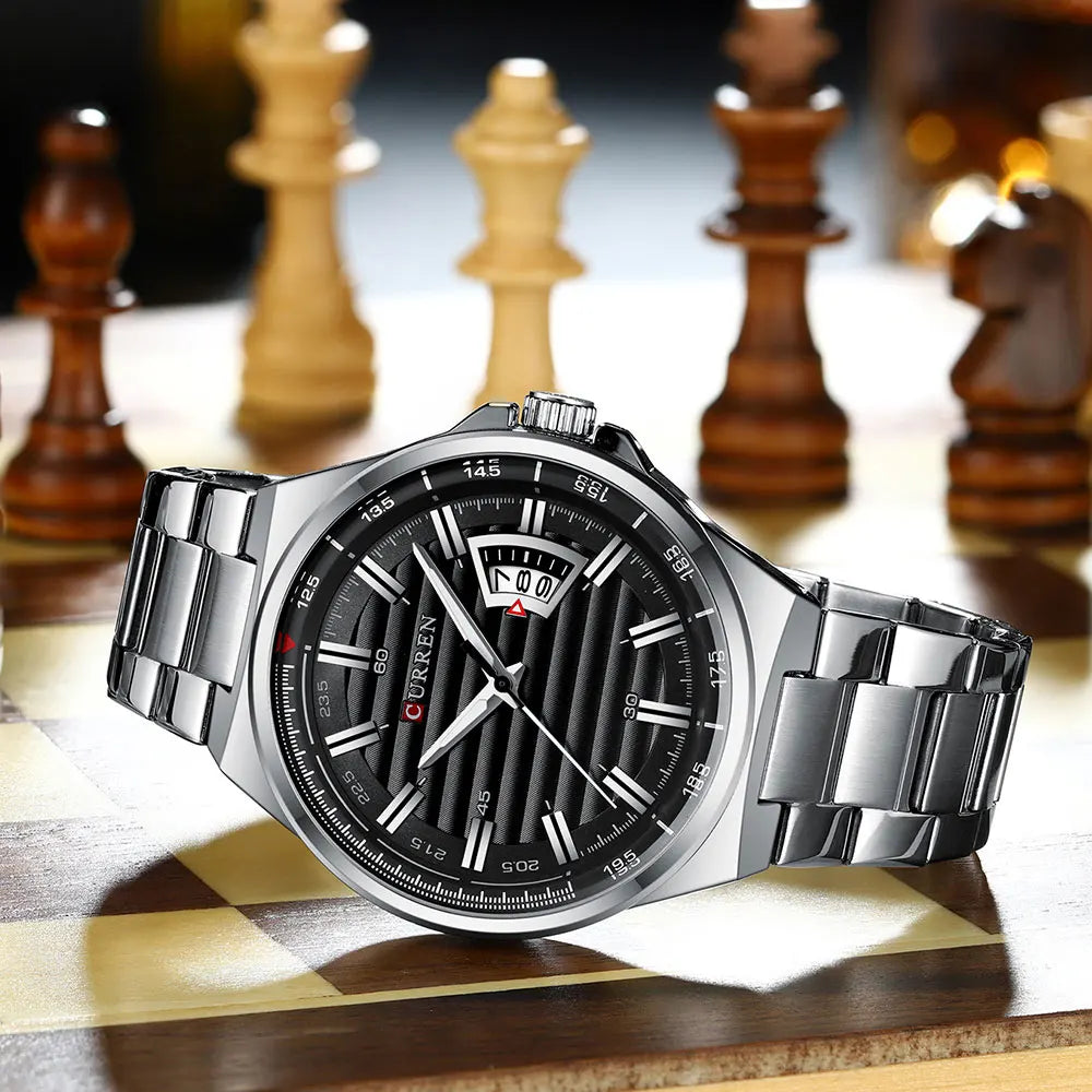 CURREN  Man Brand Luxury Watch Stainless Steel Band Quartz Wristwatch Auto Date Clock Male with box