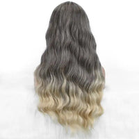 Wholesale Machine Made 28 Inch Long Natural Wave High Temperature Synthetic Hair Wigs 150% Density Unique Color Bangs Wig