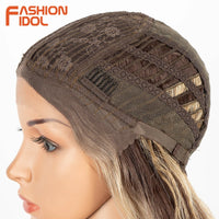 Synthetic Wigs Cosplay Loose Wave Hair Lace Front Wigs For Women Ombre Brown Water Wave 42 Inch Curly Hair Heat Resistant Wig