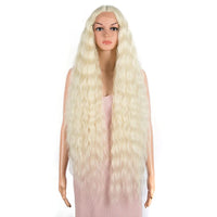 Synthetic Wigs Cosplay Loose Wave Hair Lace Front Wigs For Women Ombre Brown Water Wave 42 Inch Curly Hair Heat Resistant Wig