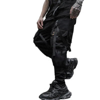 2021 Mens casual ribbons techwear cargo pants with many pockets man harajuku vintage punk harem pants hip hop trousers