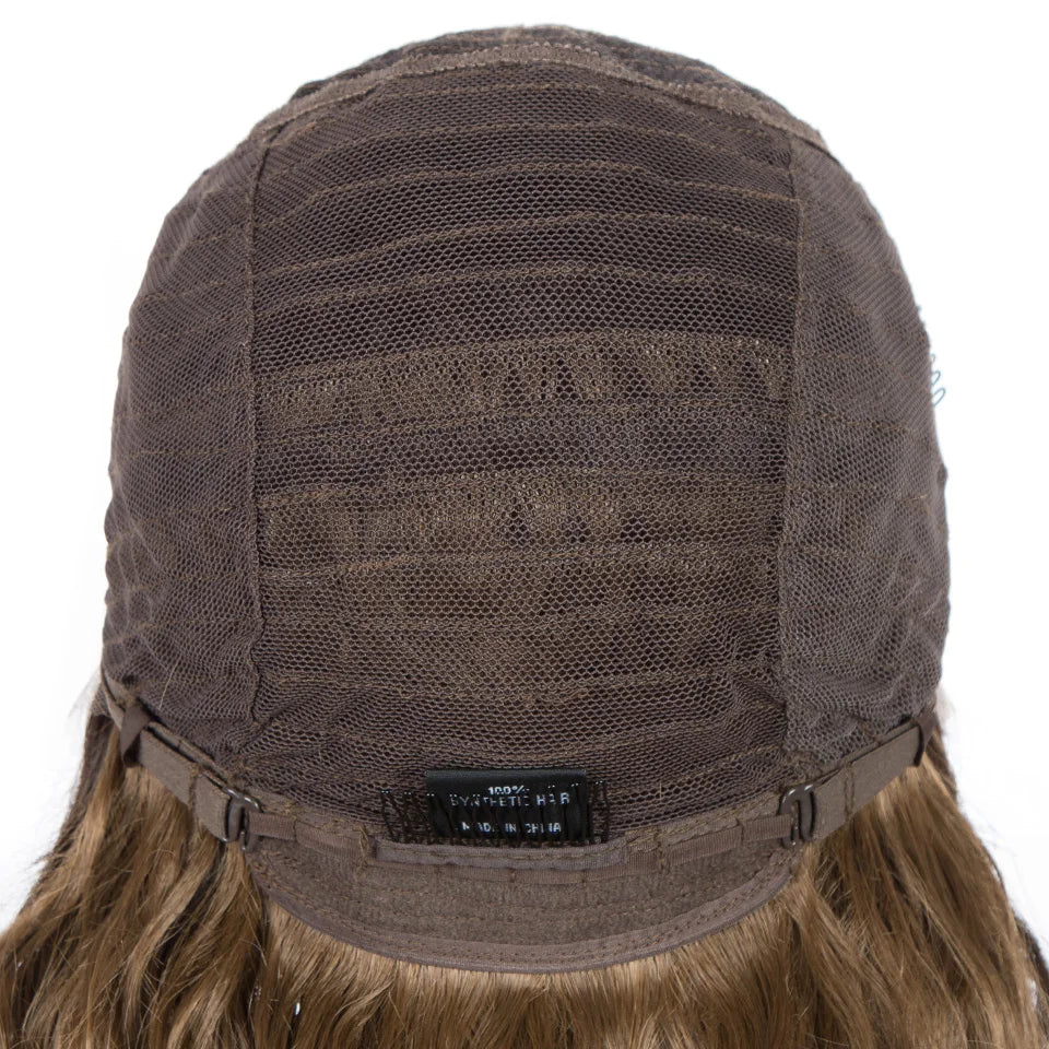 Synthetic Wigs Cosplay Loose Wave Hair Lace Front Wigs For Women Ombre Brown Water Wave 42 Inch Curly Hair Heat Resistant Wig