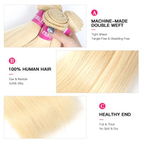 Facebeauty 613 Honey Blonde Peruvian Straight Remy Hair Weave Bundles 1/3/4 Pcs Lot Human Hair Extensions 8 - 40 inch Can Be Dye