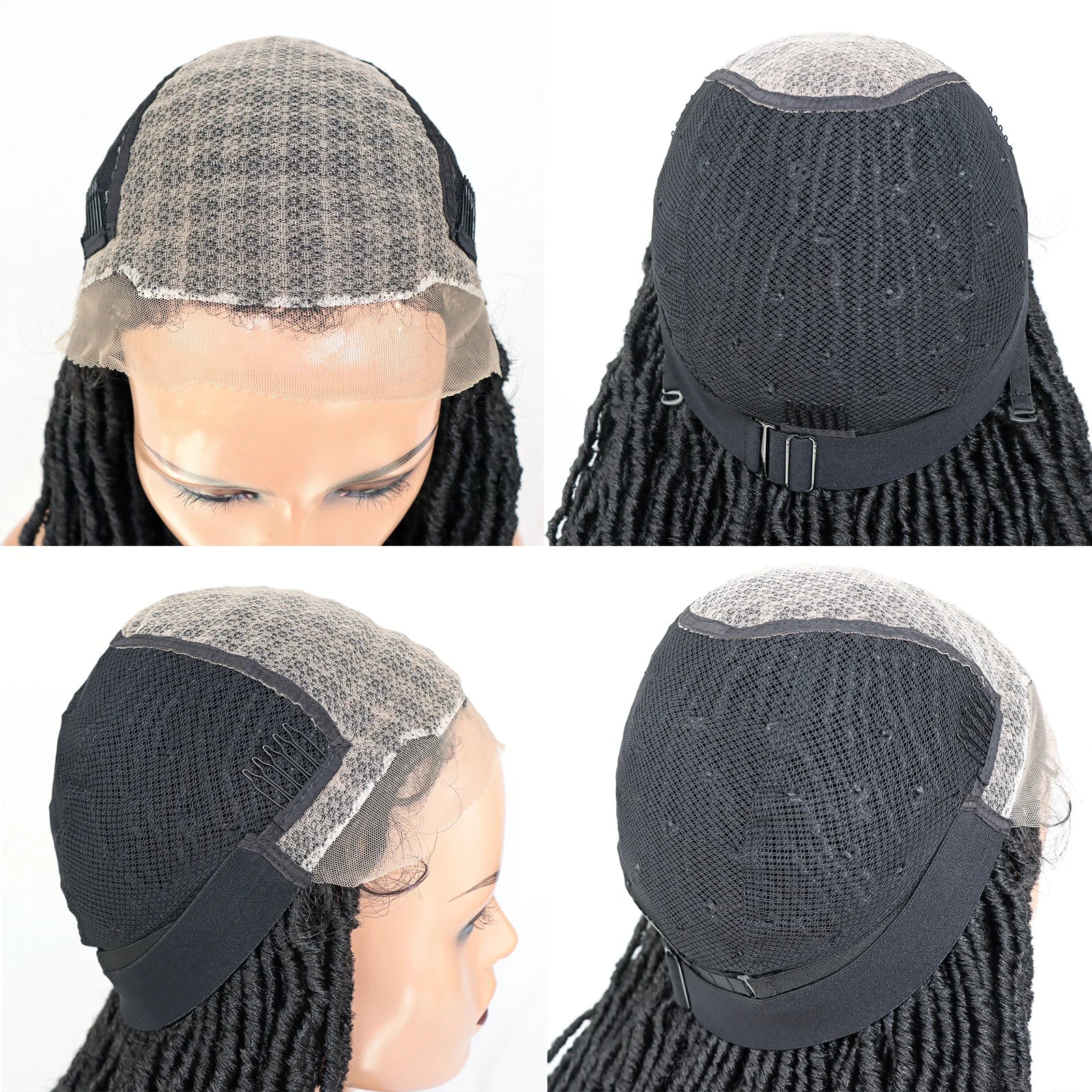 Braided Lace Front Wigs for Black Women 26inch Goddess Wavy Locs Crochet Braid Hair Soft Faux Locs Dreadlocks Synthetic Lace Wig