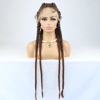 Long Headband Synthetic Braided Wigs With Curly Faux Locs Crochet Braiding Hair Dreadlocks Wrap Wigs for Black Women