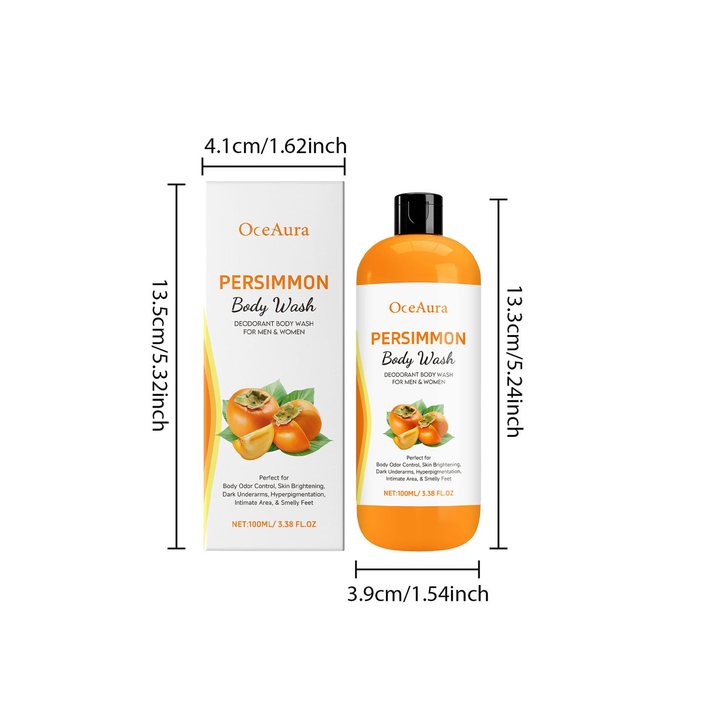 Persimmon Body Wash Remove Dirt Sweat Eliminating Odor Oil Control Exfoliating Smoothing Softening Lasting Aroma Foam Shower Gel
