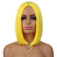 Synthetic Short Straight Bob Wig Middle Part Heat Resistant Synthetic Wigs for Halloween Cosplay Party