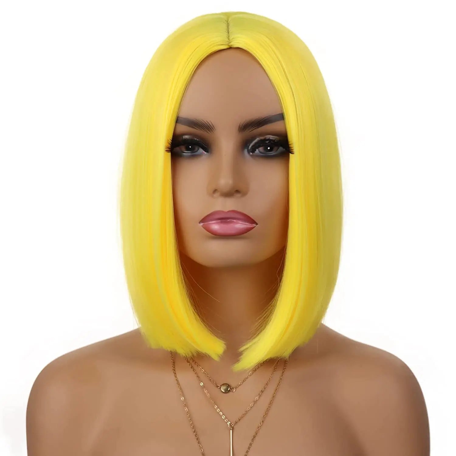 Synthetic Short Straight Bob Wig Middle Part Heat Resistant Synthetic Wigs for Halloween Cosplay Party