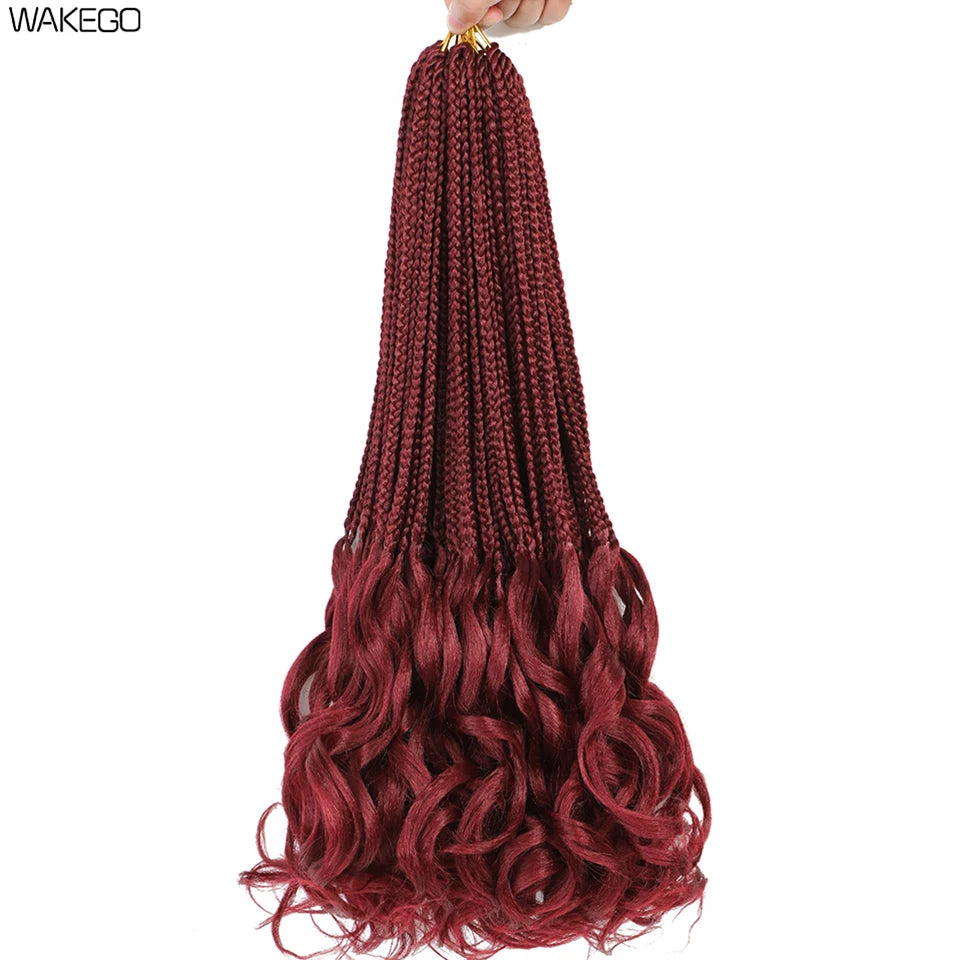 14 18 24 Inch French Curl Box Braids Crochet Hair Ombre Brown to Blonde Prelooped Synthetic French Curls Braiding Hair for Women