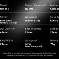 POEDAGAR Luxury Sports Man Wristwatch Military Quartz Men Watch Waterproof Luminous Chronograph Date Leather Men's Watches Reloj