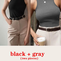 Women's Corset Summer 100% Cotton Crop Top Y2k Knitted Camis O Neck Knit Camisole Sleeveless Vest Solid Slim Tank Tops Women