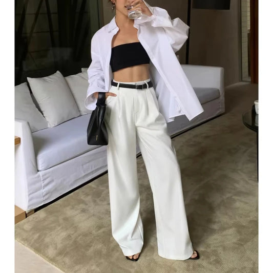 Multicolor Office High-waisted Wide-leg Suit Pants Women's 2025 Autumn Loose and Drape Casual Straight Mopping Trousers