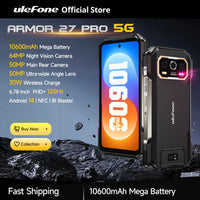 Ulefone Armor 27 Pro 5G Rugged Phone 10600mAh Smartphone 50MP Camera 64MP Night Android 14 Up to 24GB+256GB NFC Waterproof Phone