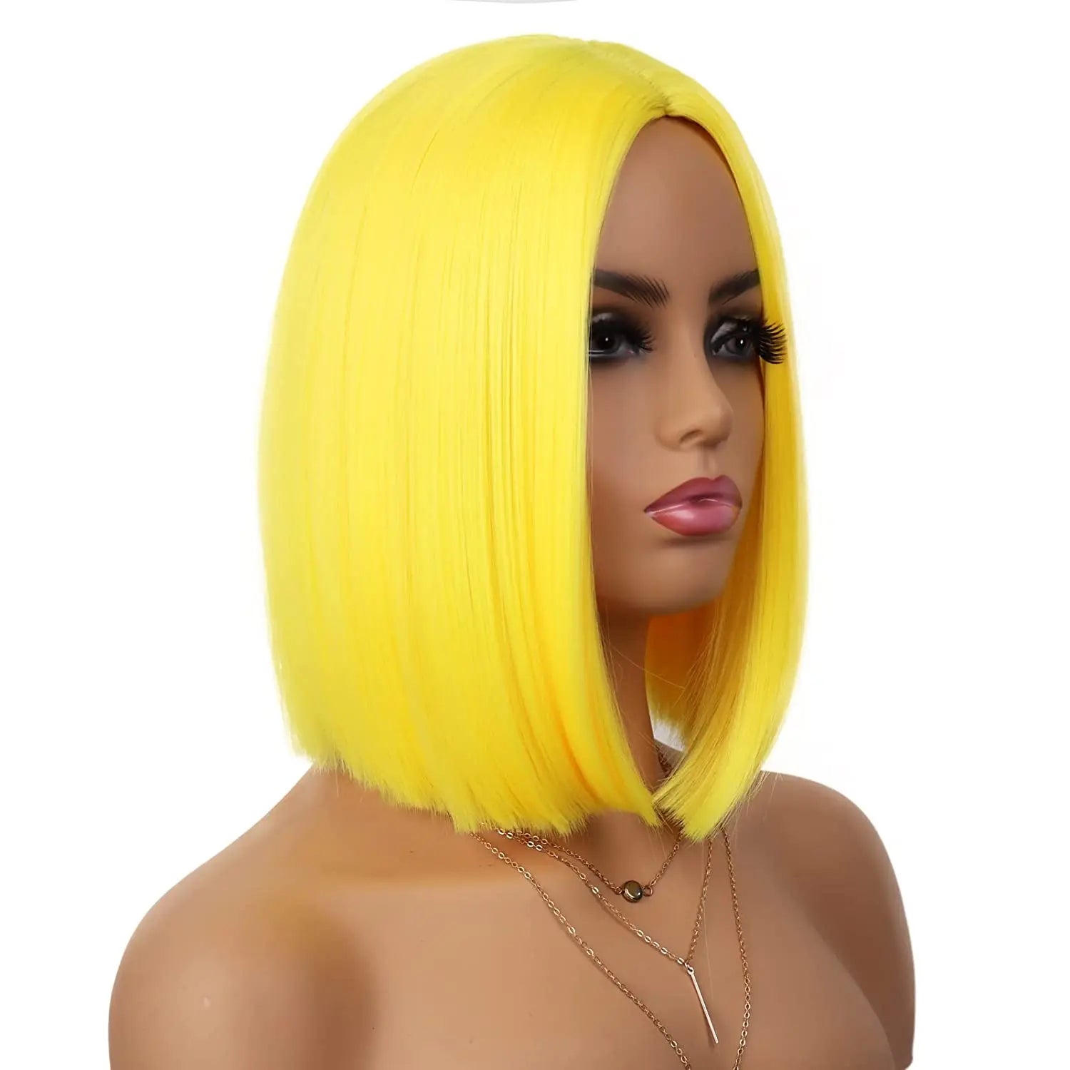 Synthetic Short Straight Bob Wig Middle Part Heat Resistant Synthetic Wigs for Halloween Cosplay Party