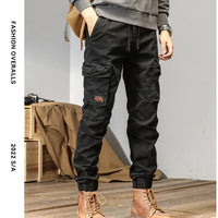 CAAYU Joggers Cargo Pants Mens Casual Y2k Multi-Pocket Male Trousers Sweatpants Streetwear Techwear Military Green Track Pants