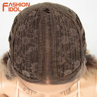 Synthetic Wigs Cosplay Loose Wave Hair Lace Front Wigs For Women Ombre Brown Water Wave 42 Inch Curly Hair Heat Resistant Wig