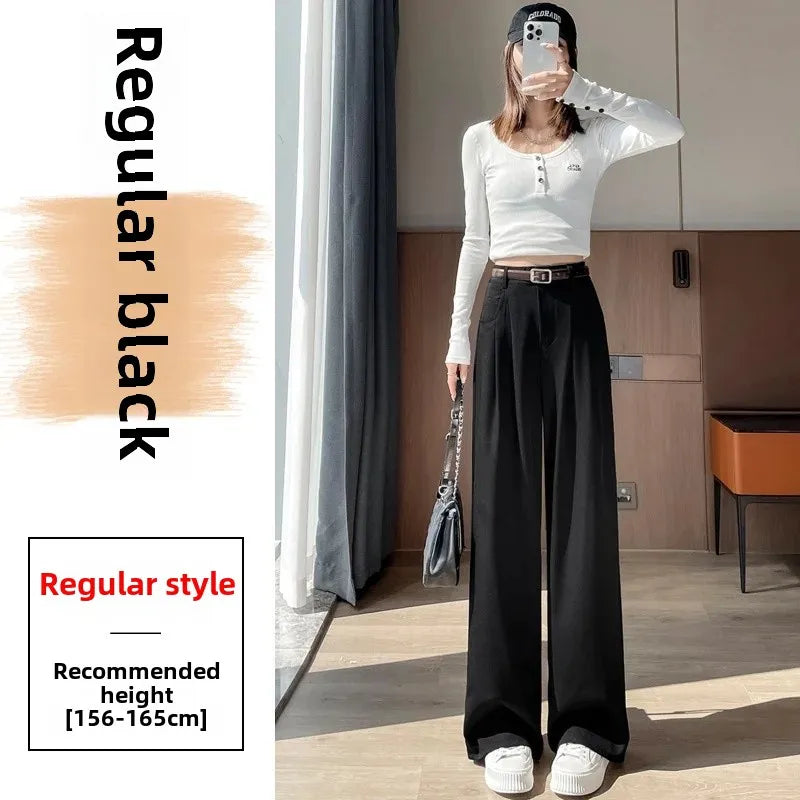 High Waist Slim Fit Straight Leg Suit Pants Wide Leg Casual Trousers Women's Autumn New Arrival Red Color Business Office Wear
