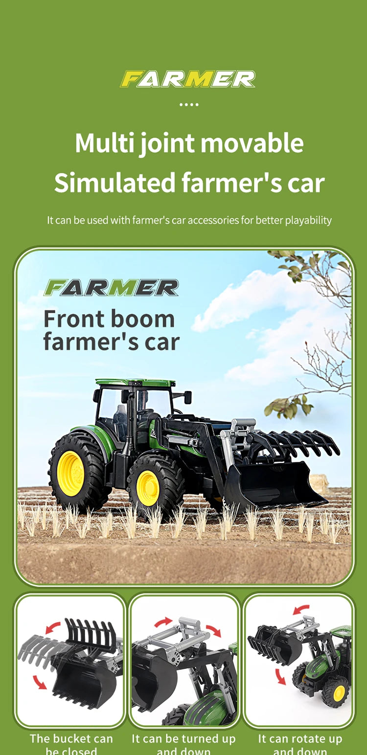 RC Farm Tractors Car 1/24 Radio Controlled Cars and Trucks 2.4G with Light Simulated Engineering Truck Model Toys for Children