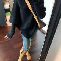 2000s Korean Fashion Slim Batwing Sleeve Autumn Sweaters Y2k Pure Color Subculture Casual Long Sleeve Pullovers Sweaters Chic