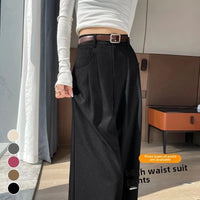 High Waist Slim Fit Straight Leg Suit Pants Wide Leg Casual Trousers Women's Autumn New Arrival Red Color Business Office Wear