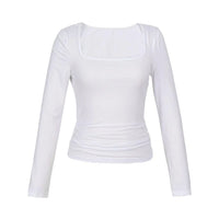 Women's Long Sleeve Tops Casual Scoop Neck Ribbed Knit Slim Fitted Basic Tee Shirts Trendy Spring Outfits