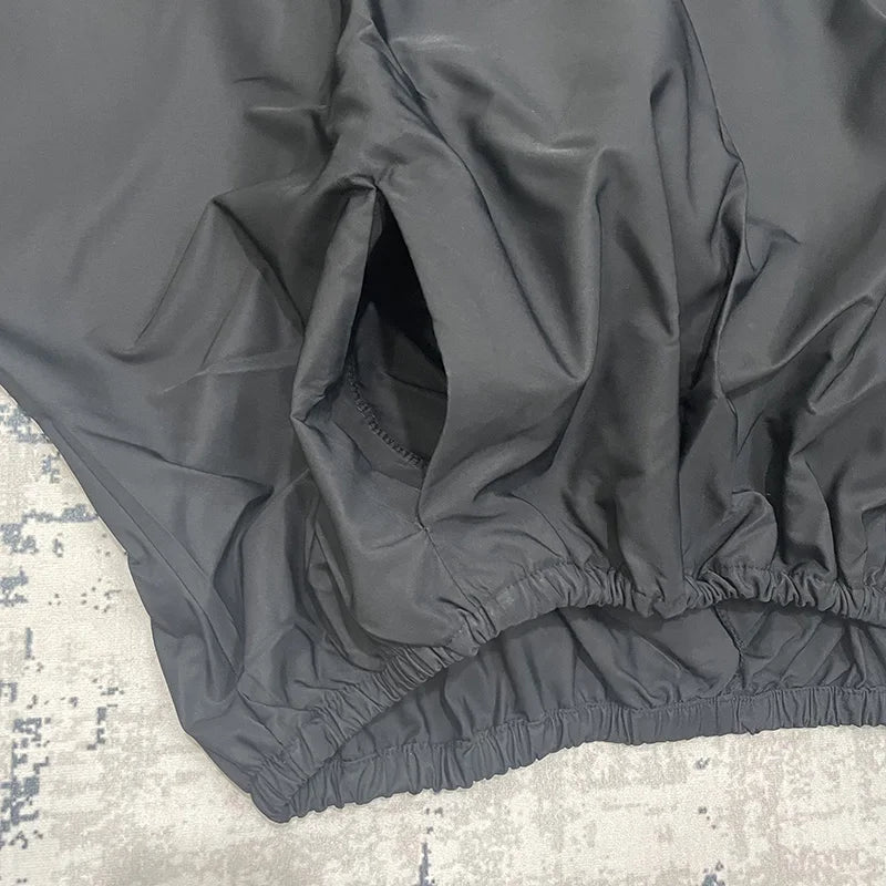 Men Women Oversized Poster Style Black Fur Collar Vultures YZY Kanye Hoodie Top Quality Nylon Nylon Woven Windproof Pullover