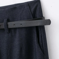 Faionable High Waist Belted Straight Leg Pants Women's Slim Fit Casual Autumn New Arrival Street Sle Polyester Fiber