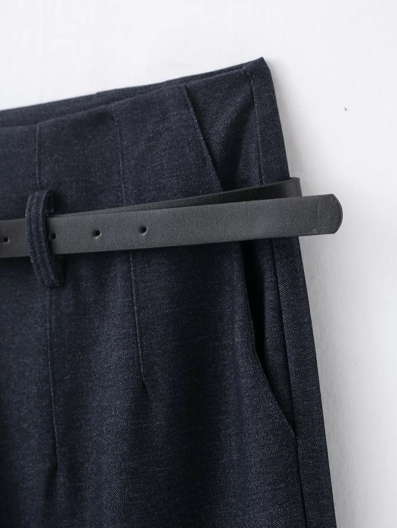 Faionable High Waist Belted Straight Leg Pants Women's Slim Fit Casual Autumn New Arrival Street Sle Polyester Fiber