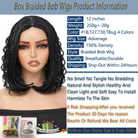 New Style Bob Box Braided Wigs For Black Women 12inches Synthetic Box Braids Crochet Hair Wigs On Sale Clearance Short Black Wig