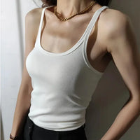 European Style Screw Thread Fitness Tank Top Women's Inner Wear Summer Outer Wear Fine Shoulder Strap Work Shirt Polyester Fiber