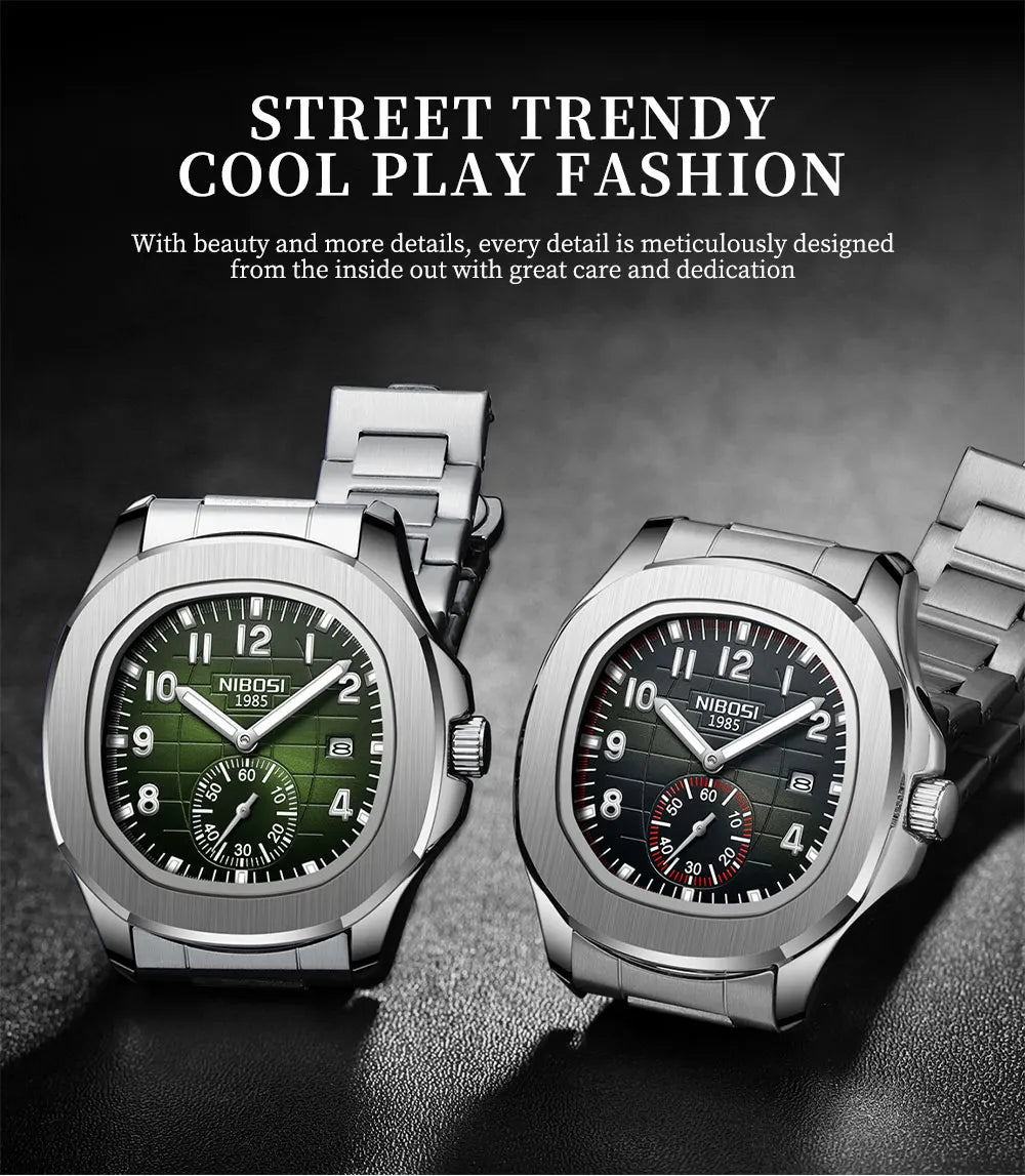 NIBOSI Brand Luxury Mens Watch Waterproof Luminous Digital Design Quartz Watch Casual Belt Date Watches For Men reloj hombre
