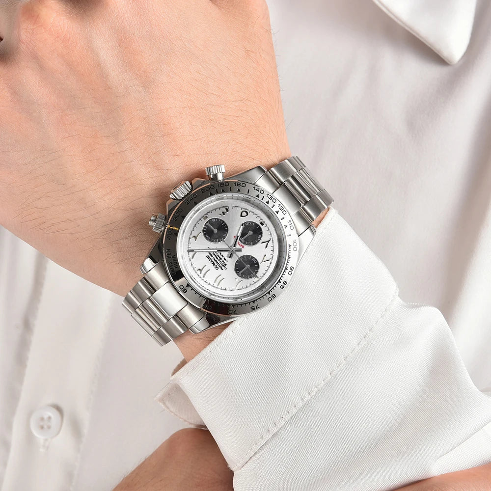 39.3mm VK63 Men's watch Arabian Dial customized Men's watch Luxury Quartz watch man VK63 Sport Chronograph Sapphire Glass watch